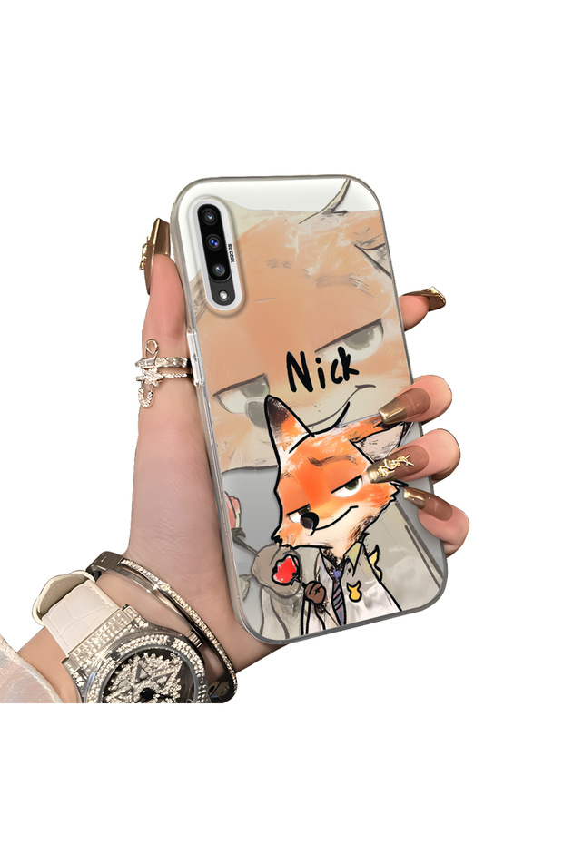 Samsung Galaxy A50/A50S/A30S Compatible Cartoon Fox Nick Patterned Case Acrylic Hard Back Silicon Edges