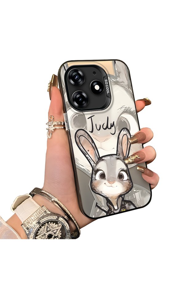 Tecno Spark 10 Pro(Ki7) Compatible Cartoon Fox Judy Patterned Case Acrylic Hard Back Silicon Edge