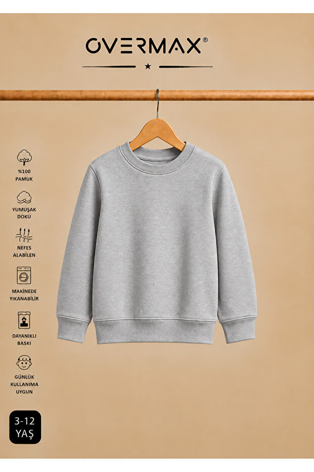 Çocuk Bisiklet Yaka Basic Sweatshirt - 3-12 Yaş