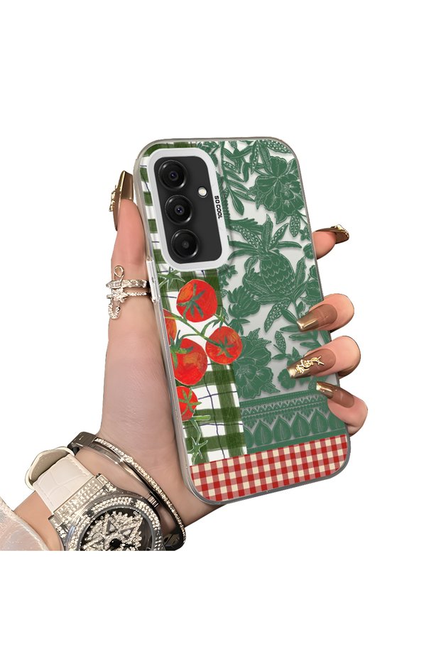 Samsung Galaxy A16 4G/5G Compatible Acrylic Hard Back Panel with Silicone Edges Vegetable Flower Pattern Phone Case