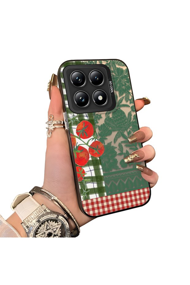 Xiaomi Mi 14t Pro Compatible Acrylic Hard Back Panel with Silicone Edges and Vegetable Flower Pattern Phone Case