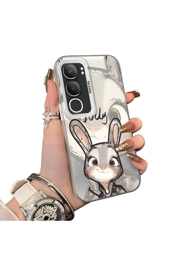 Case for Vivo Y19S 4G/Y19S Pro Compatible Cartoon Fox Judy Pattern Case Acrylic Hard Back Silicon Edgte