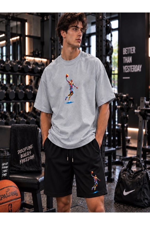 New Season Unisex T-Shirt and Shorts Basket Adam Printed Set