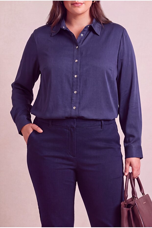 Tensel Plus Size Shirt Navy Blue