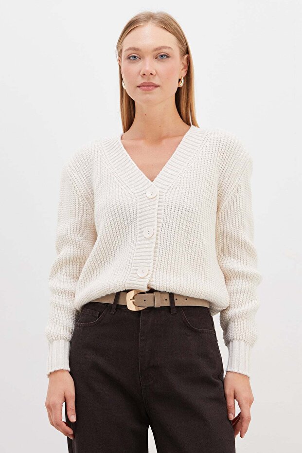 Buttoned V-Neck Casual Knitwear Cardigan