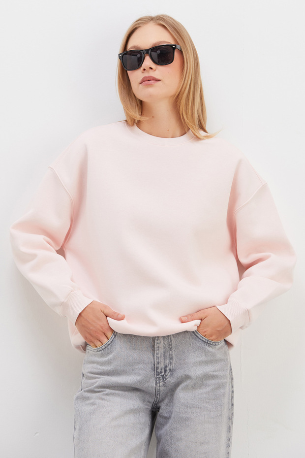 3 Yarn Basic Crew Neck Oversize Sweatshirt