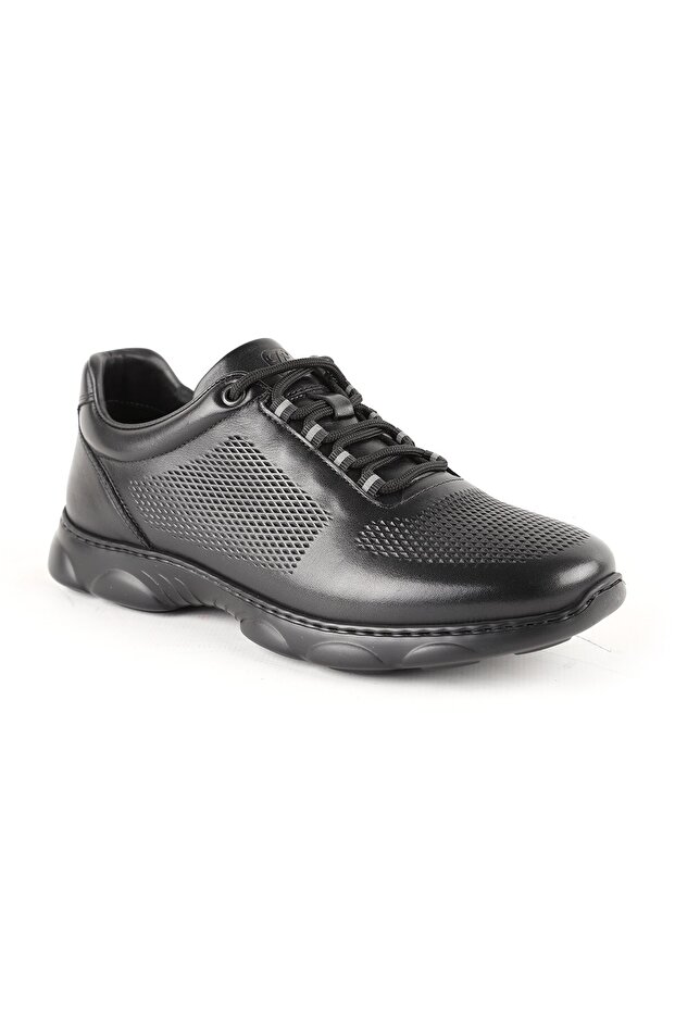 L6032 Men's Genuine Antique Leather Laser Geometric Printed Capsule Sole Casual Sneaker