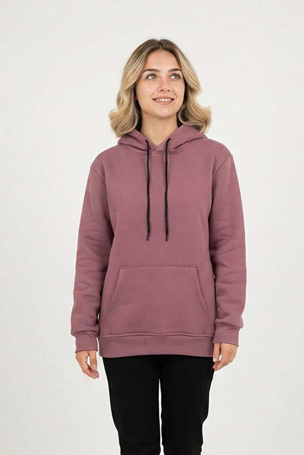 Women's Hooded Pocketed Thick Casual Comfortable Cut Sweatshirt