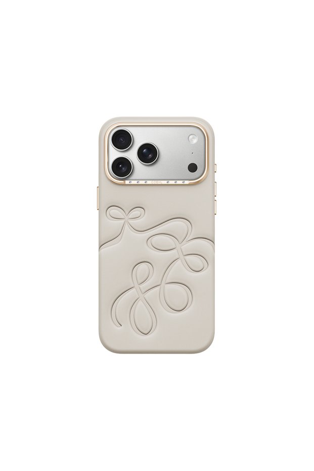 iPhone 18 Pro Max Compatible Case Carved Pattern Back Surface Cloude Cover Cream