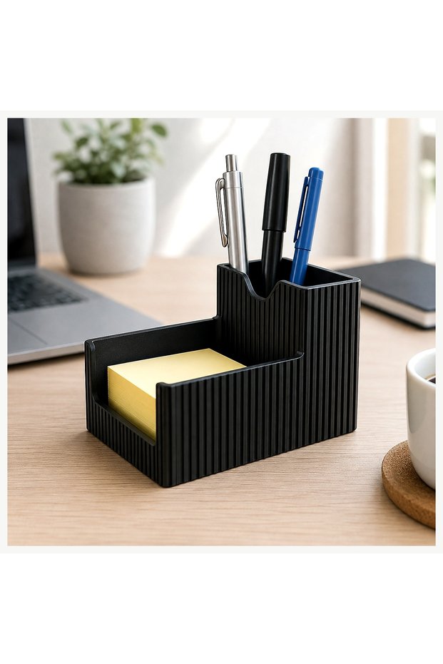Modern Divided Desktop Sticky Note Holder and Pen Organizer