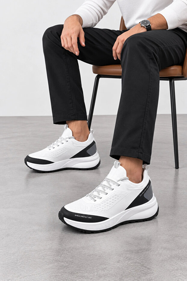 Cipher Men's Lace-Up Casual Sneaker Sports Shoes White-Black