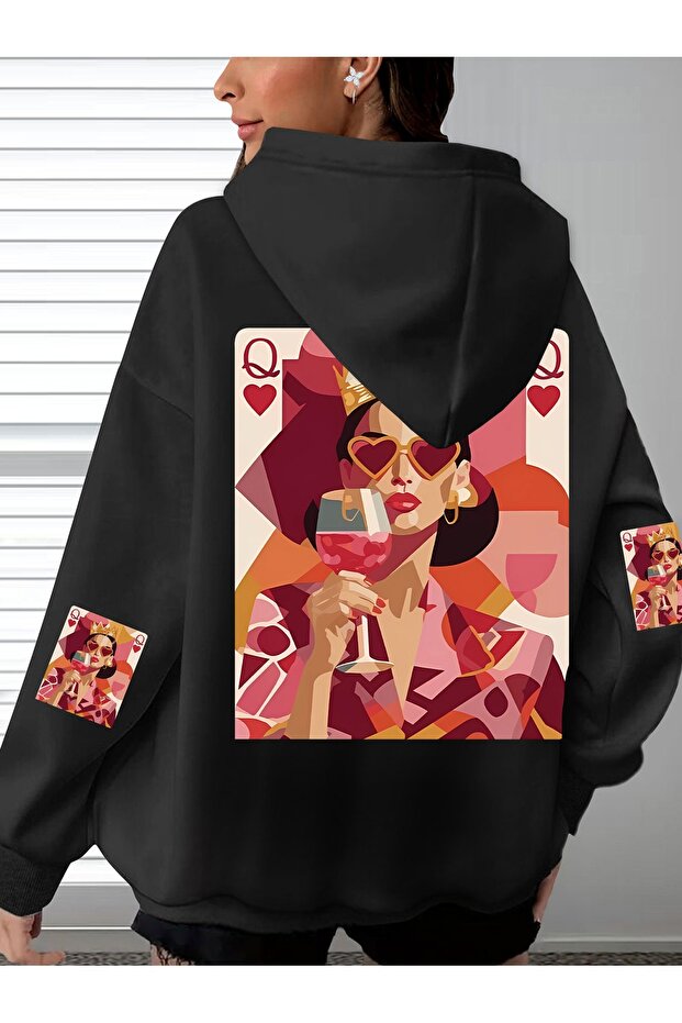 Unisex Sleeve Printed Hooded Kangaroo Pocket Comfortable Fit Regular Cut Sweatshirt