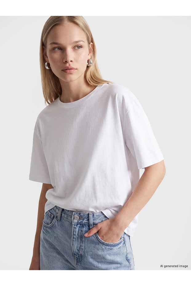 Peak New Season White Crew Neck 100% Cotton Women's T-Shirt