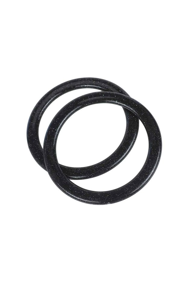 Glittery Round Acrylic Bag Handle (Pair) - Black