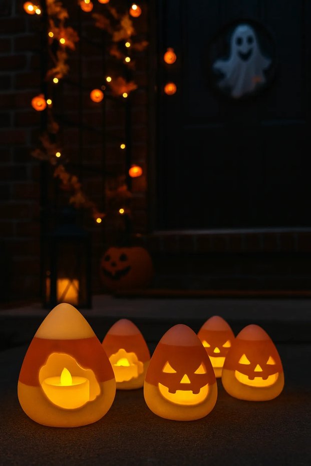 Mumcuk Set - Halloween Decorative Lighted Candle Holder Set of 4