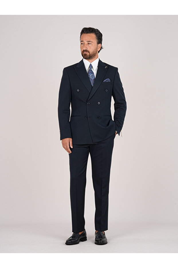 Double Breasted Suit Slim Fit Italian Style Jacket Trousers