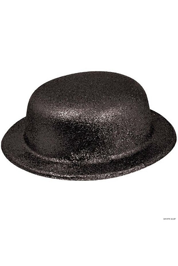 Spt-Gld Black Color Round Glitter Plastic (160236) Party Hat
