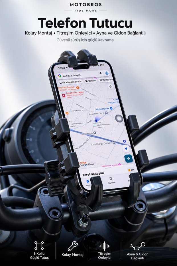 Motorcycle Phone Holder Motor Phone Holder T-2 8-Arm 4-Airbag Anti-Vibration Handlebar Mirror Mount