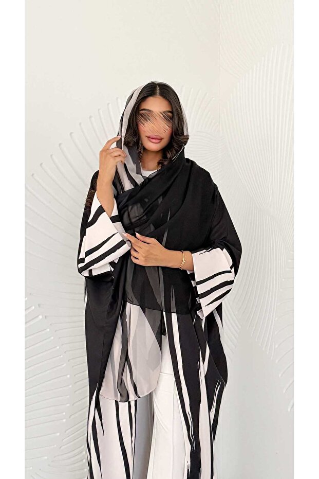 MWT1211 - عباية مخطط |striped abaya