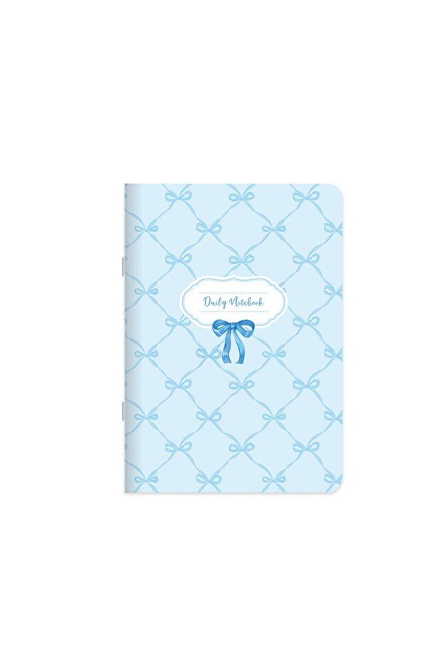 18.5X26 Coated Cover Checkered Ribbon Sticker Notebook - Blue Ribbon