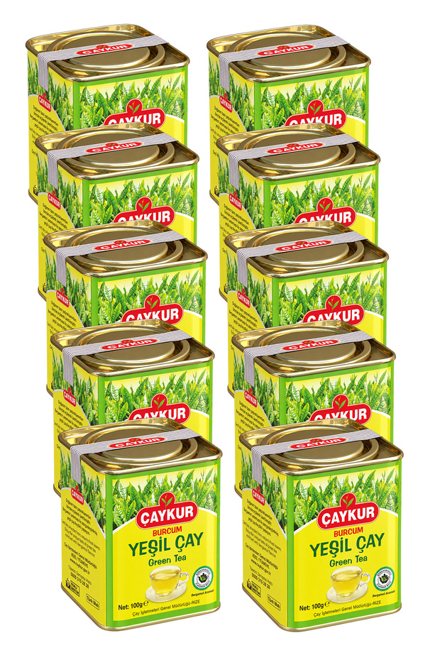 Burcum Green Bulk Tea Tin Box 100 Gr. Ten-Pack