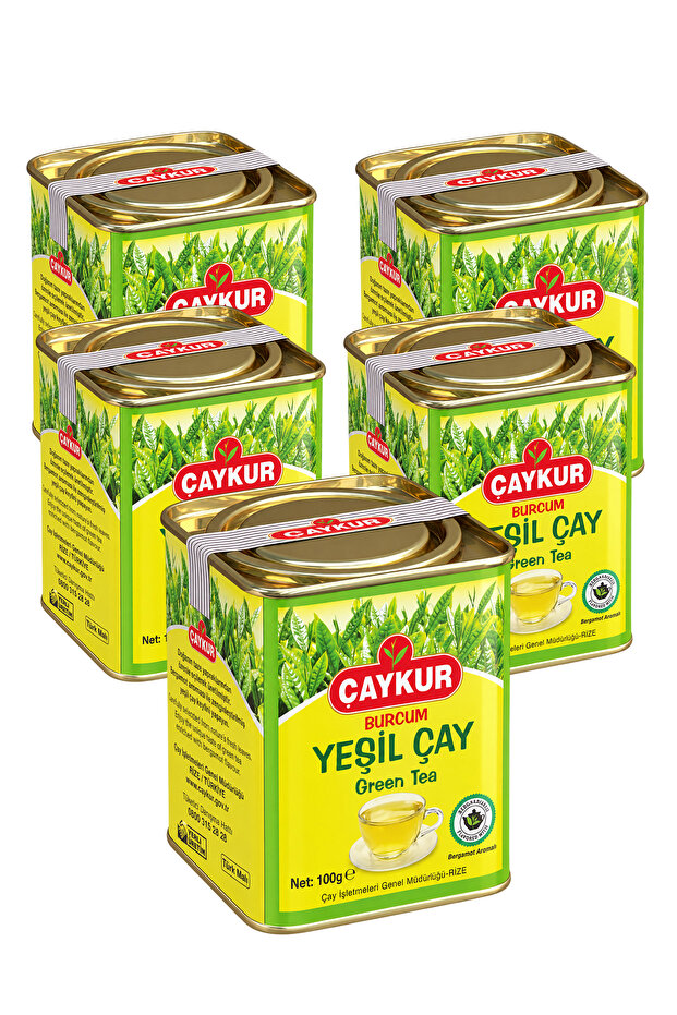 Burcum Green Bulk Tea Tin Box 100 Gr. Five-Pack
