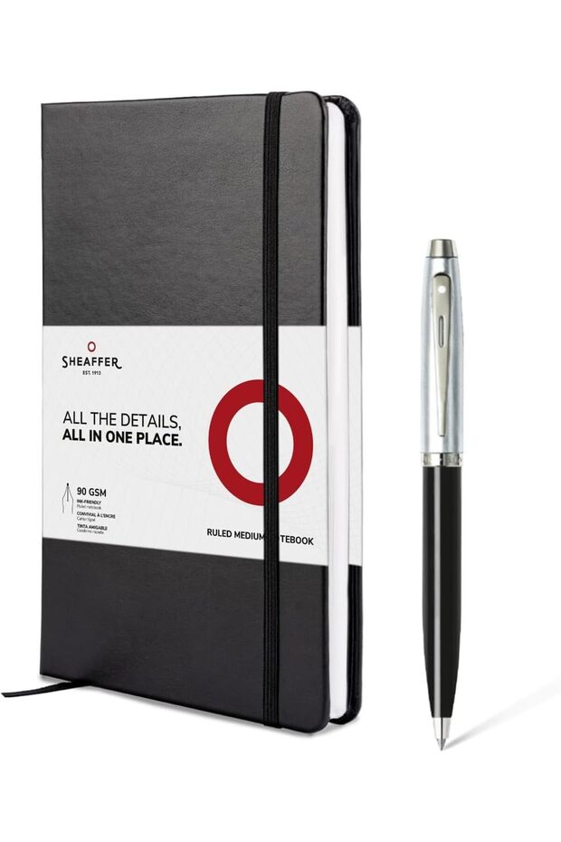 100 Ballpoint Pen G9313 Gift Set with Polished Chrome Cap and Medium Notebook | Luxury Gift Set