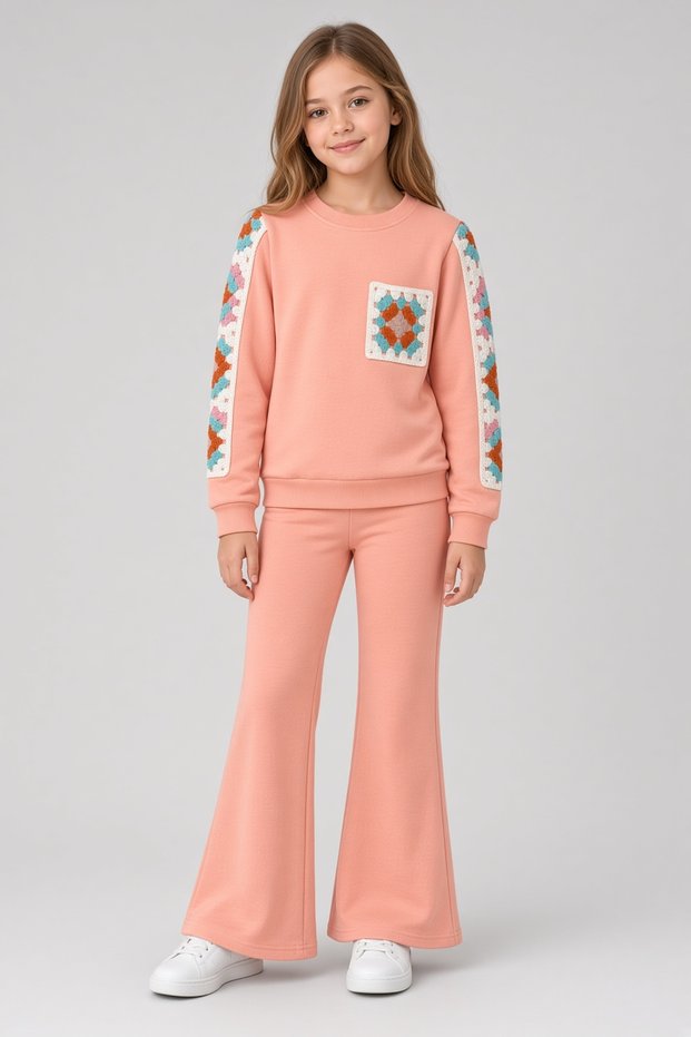 Flower Embroidered Girls' Set