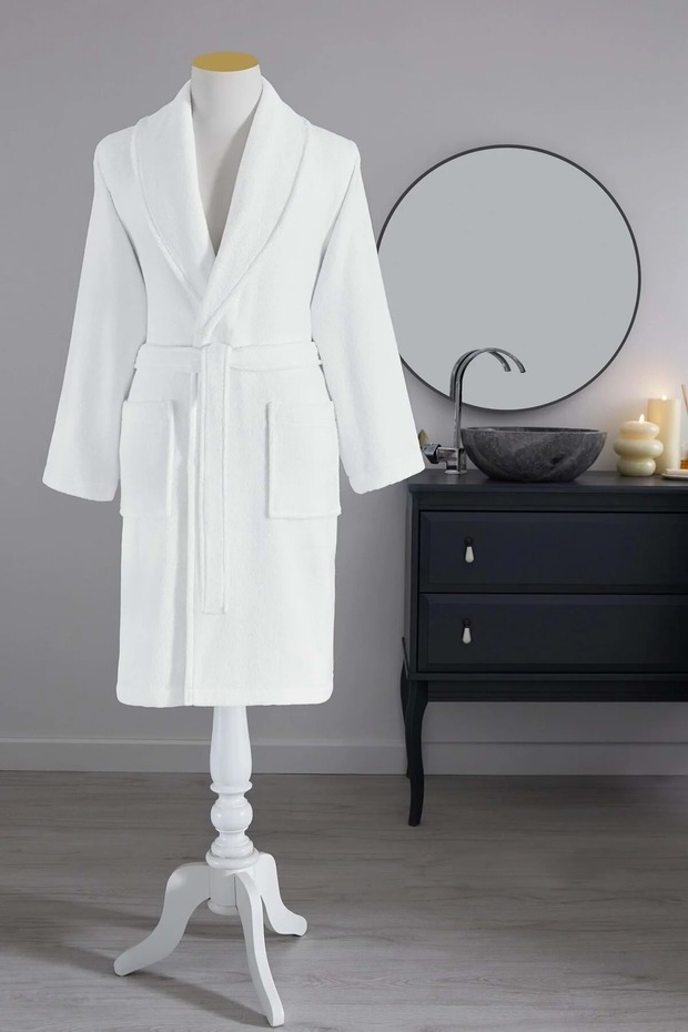 Single Bathrobe Şalyaka-Colored Avm White (Size S-M)