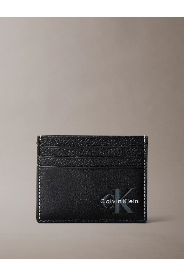 Men's Brand Logo Smooth Surface Black Card Holder with Multiple Card Slots