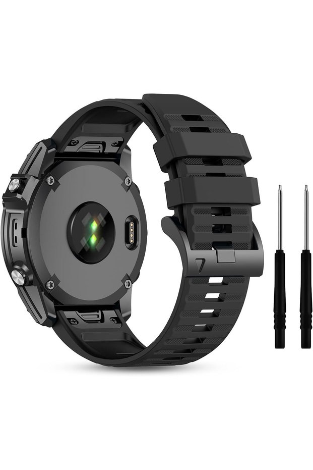22mm Silicone Watch Band - Compatible with Garmin Fenix E/8/8 Pro AMOLED 47mm, Fenix 7/7 Pro, Fenix 6/6 Pro, Fenix 5/5 Plus - Soft Sport Replacement Strap (Black)