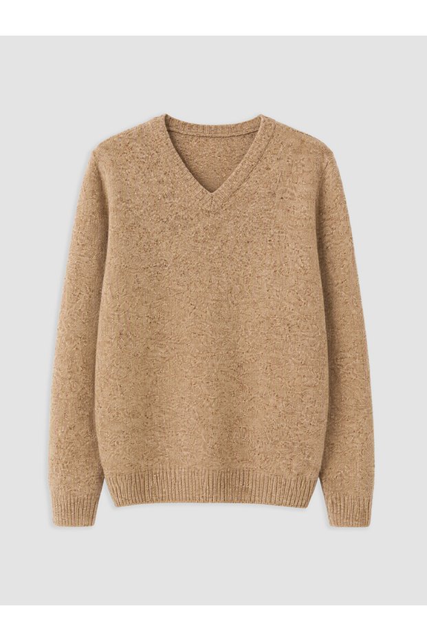 Ozmarka New Season Brown V-Neck Women's Knitwear Sweater