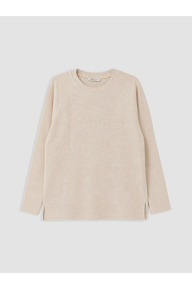 Vizyon New Season Beige Crew Neck Women's Sweatshirt