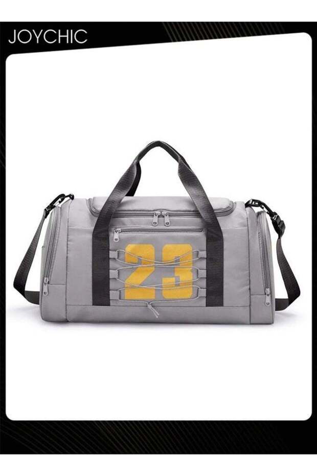 Graphic Printed Large Capacity Gym Sack Sport Bag Dry Wet Separated Clothes Storage Bag with Shoes Compartment for Outdoor Camp Yoga Swim Grey