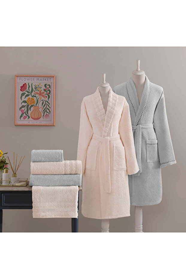 Bamboo 6-Piece Family Set Mellow Salmon - Gray