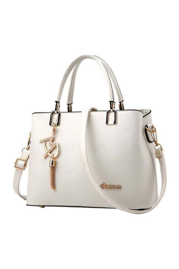 Tassel Pendant Shoulder Bag White/Gold