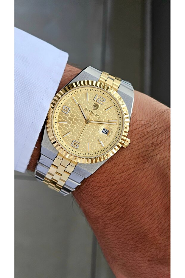Rym-0002 Ultra Thin - Men's Watch with Honeycomb Dial - 2 Years Warranty - Stainless Steel