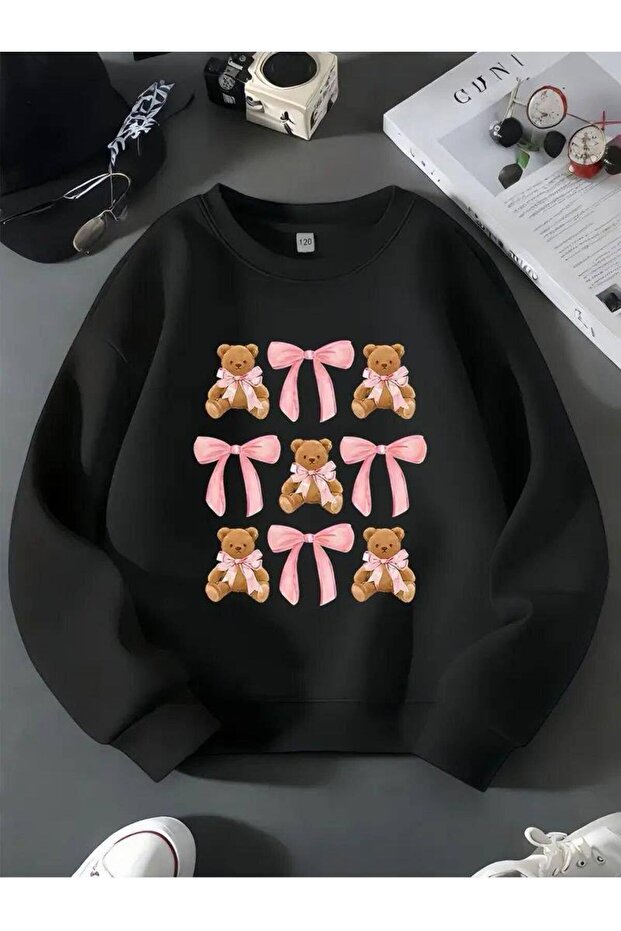 3-Ply Combed Cotton Ribbon Printed Unisex Children's Crewneck Sweatshirt Qa1