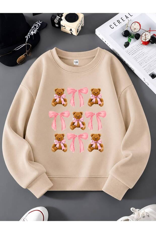 3-Ply Combed Cotton Ribbon Printed Unisex Children's Crewneck Sweatshirt Qa1