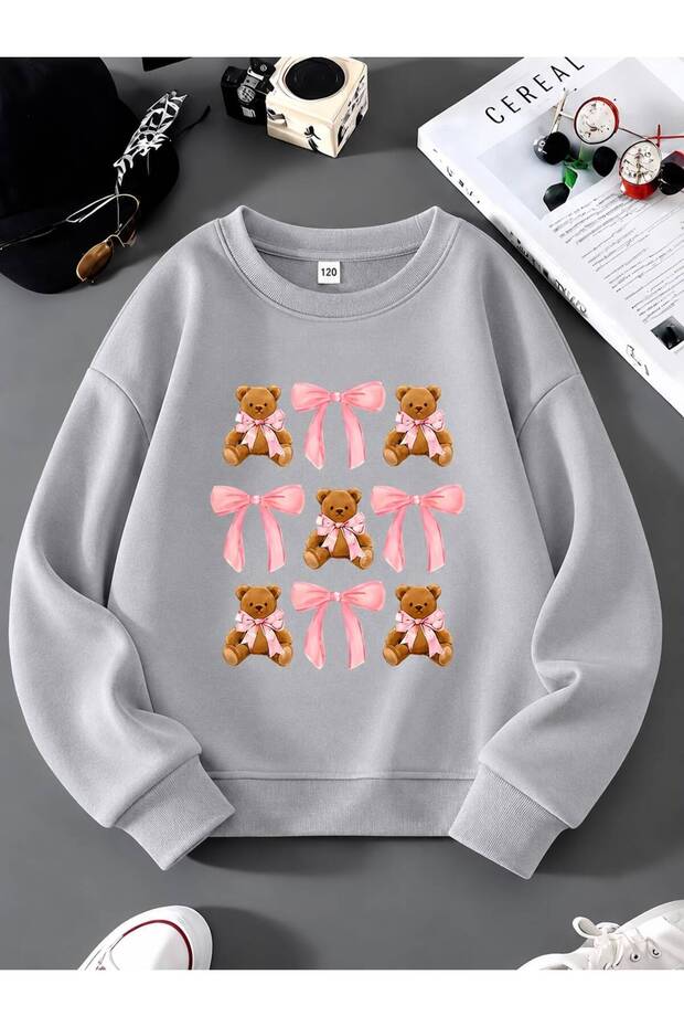 3-Ply Combed Cotton Ribbon Printed Unisex Children's Crewneck Sweatshirt Qa1