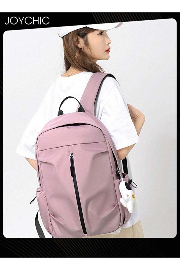 New Style Polyester Anti-theft Business Backpack Waterproof Bookbag Large Capacity School Bag With Astronaut Pendant Pink