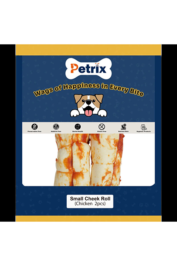 Small Cheek Roll Chicken Flavour Dog Chew Treat (6 Inch, 2 Pcs)