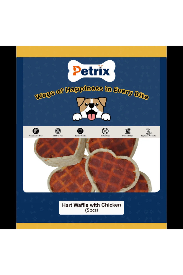Heart Waffle Chicken Flavour Dog Chew Treat (5 Pcs)