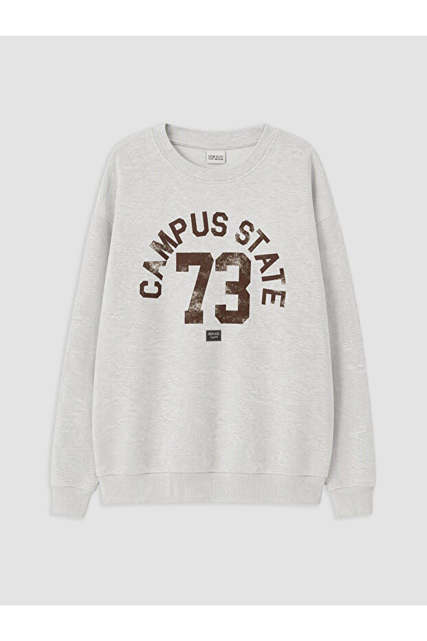 Peak New Season Gray Printed Boys' Sweatshirt