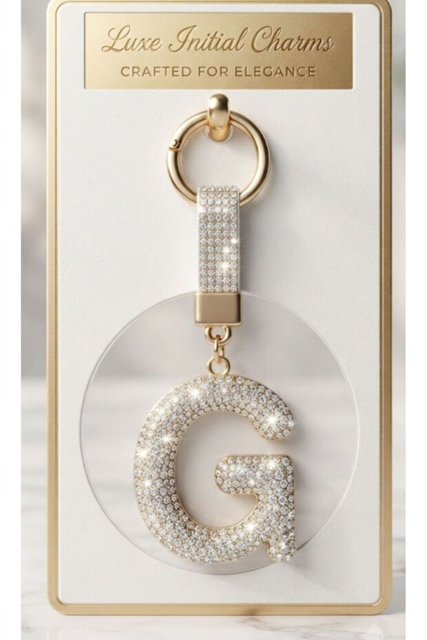 Zircon Stone Letter Keychain & Bag Accessory
