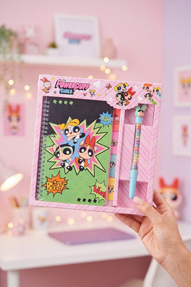 Powerpuff Themed Stationery Set - Notebook + Pen