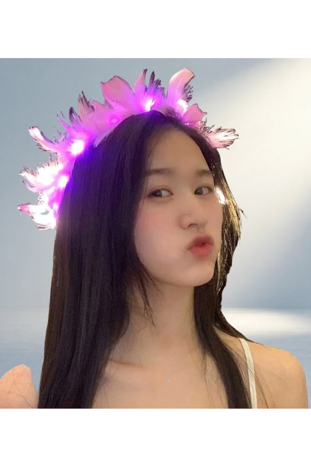 Colorful Functional Led Party Crown Pink Color 12X12 cm