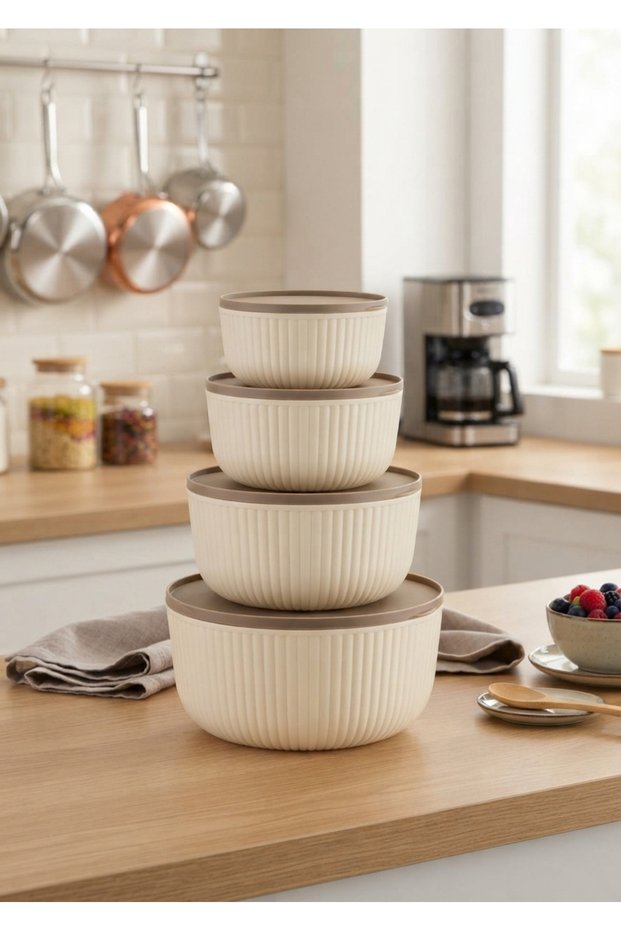 Set of 4 Round Storage Containers 500 ml 900 ml 1500 ml 2500 ml