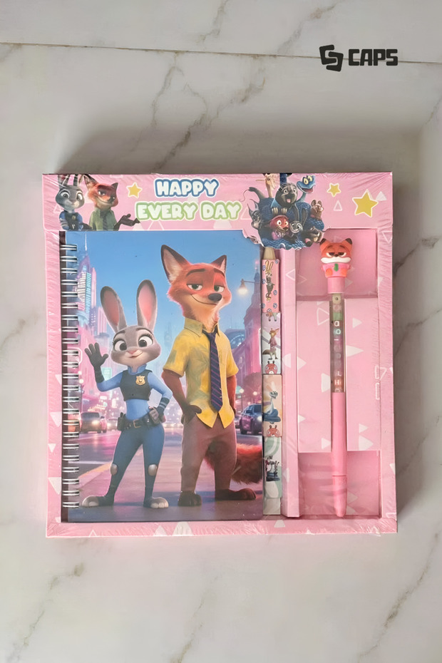Set de papetărie tematică Zootopia - Caiet + Pix