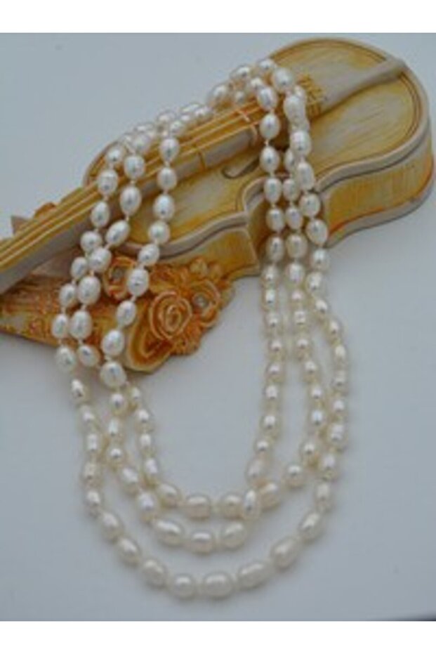 Real Barley Pearl Long Wrap Necklace - White -